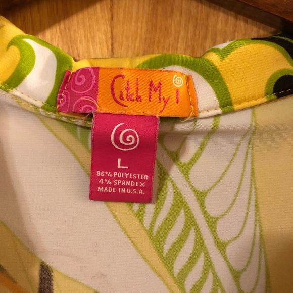 Junior size Large top in a funky yellow/white/black pattern - Picture 3 of 6